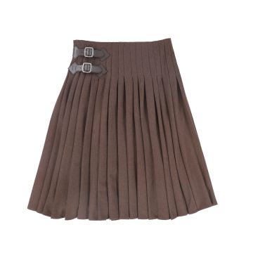 Valentina Thin Pleated Skirt Brown