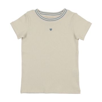 Farren + Me Light Blue Denim Trim RIBBED NECK SHORT SLEEVE T-SHIRT