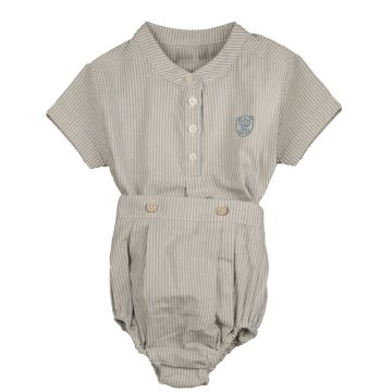 Belati MANDARIN COLLAR HALF BUTTONED STRIPED SHIRT AND BLOOMER SET