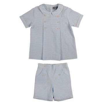 Belati 3 BUTTONS AND PLEAT SHIRT WITH PETER PAN COLLAR AND SHORTS SET