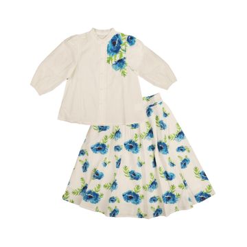 Belati FLOWER PRINT SHIRT AND SKIRT SET Blue