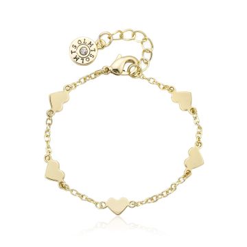 Twin Stars 14K Plated Heart Station Bracelet 