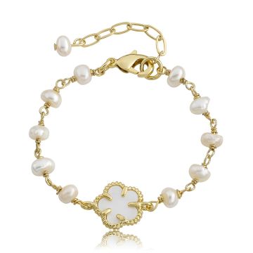 Twin Stars Freshwater Pearl Bracelet On Paperclip Chain