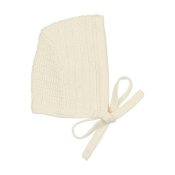 Peluche Ribbed Knit Bonnet Cream
