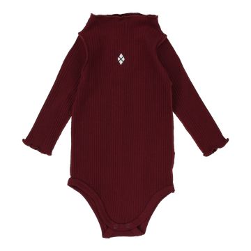 Lil Legs RIBBED FUNNEL NECK ONESIE BUR/EM