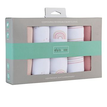 Ely's & Co 5 Pack Fleece Hourlgass Burp Cloths - Pink Rainbow Set
