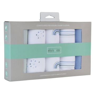 Ely's & Co 5 Pack Fleece Hourlgass Burp Cloths - Blue Rainbow Set