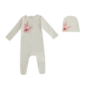 Mini Label Butterfly Girls Footie and Beanie 