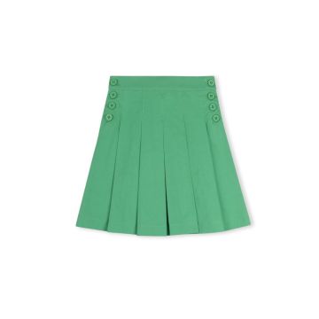 Phil & Phoebe Stream Poplin Pleated Side Button Skirt Green