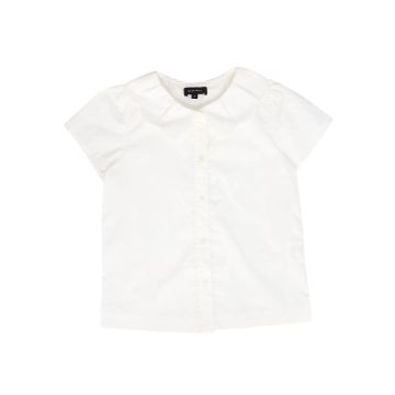 Bamboo Scallop Collar SS Blouse White