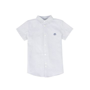 Bamboo SS Collared Shirt White/Blue