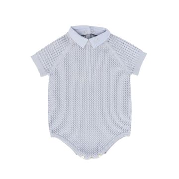 Le Bourdon Cable Knit Romper Light Blue