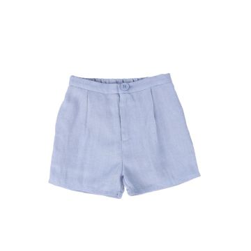 Le Bourdon Textured Linen Shorts Light Blue