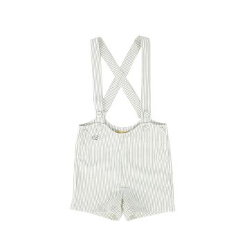 Le Bourdon Seersucker Overall Shorts Dusty Blue
