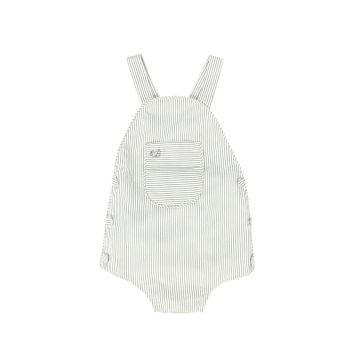 Le Bourdon Seersucker Piped Romper Dusty Blue