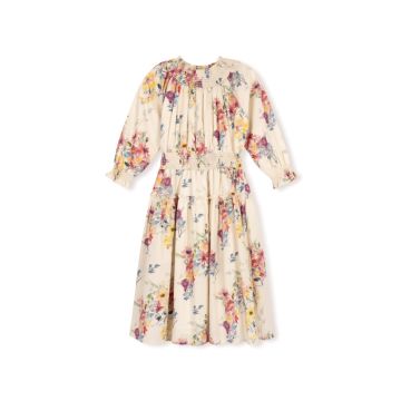 Minimal Pastel Floral Smocked Waste Dress