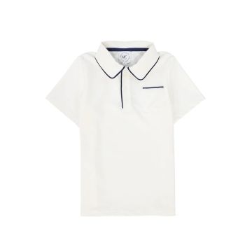 Water Club Piped Polo Swim Top Navy