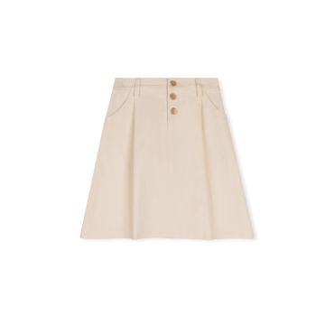 Phil And Phobe Dice Pastel Denim Button Front Skirt Beige