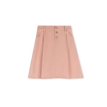 Phil And Phobe Dice Pastel Denim Button Front Skirt Pink