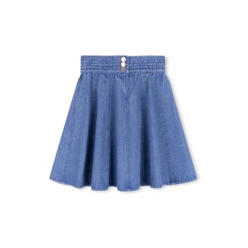 Cabana Denim Wide Waist Paneled Skirt