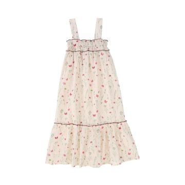Papillon Ruffle Top Shoulder Strap Robe Floral