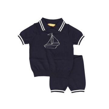 Le Bourdon Sailboat Knit Set Navy