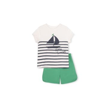 Phil & Phoebe Stream Sailboat Striped Tee And Shorts 