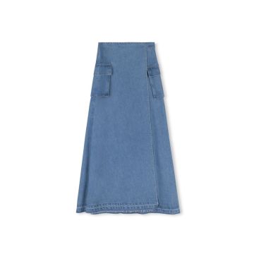 Cabana Denim Wrap Long Skirt