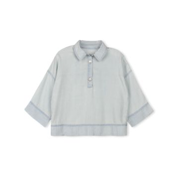 Vibe Vine Wide Sleeve Top Blue Denim