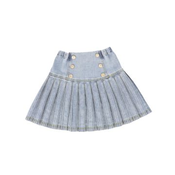 Bace Low Cut Denim Pleated Skirt light denim