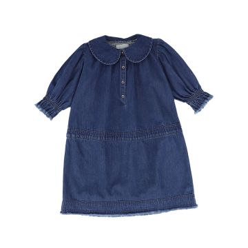 Bace Denim Fringe Smocked Dress Light denim
