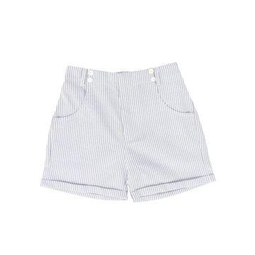 Bamboo Button Front Shorts White/Blue