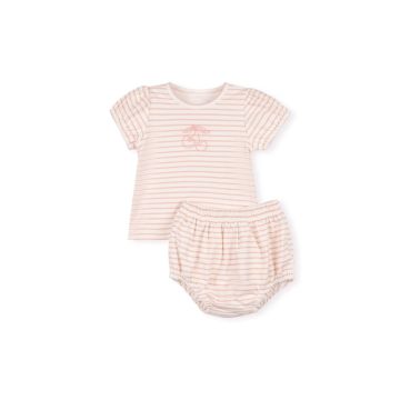 Phil And Phobe Dice Pastel Striped Cherry Tee And Bloomers 