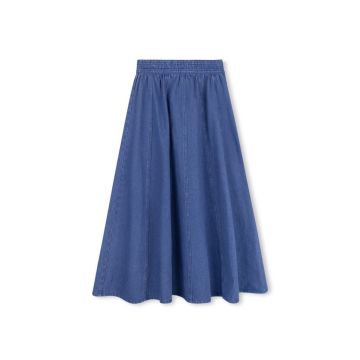 Tustello Wide Waisted Maxi Denim Flair Skirt