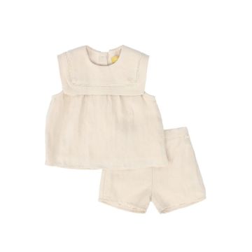 Le Bourdon Square Collar Baby Set tan