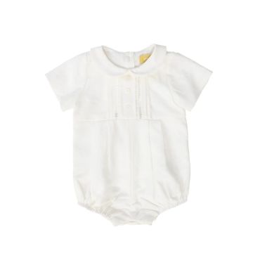 Le Bourdon Pleat Front Romper ivory