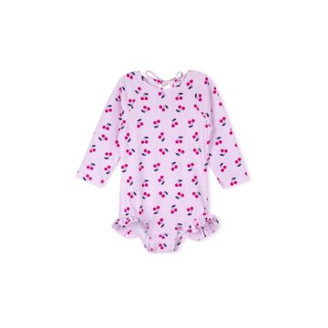 Cabana Pinstriped Long Sleeve Bathing Suit Pink