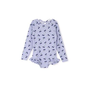 Cabana Pinstriped Long Sleeve Bathing Suit Light Blue