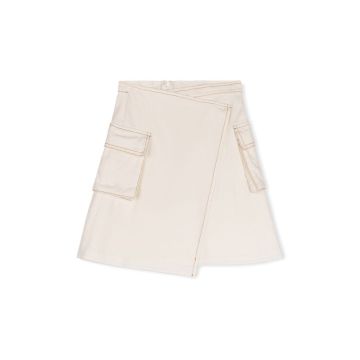 Cabana Denim Wrap Pocket Skirt White