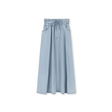 Cabana Denim Draw String A-Line Maxi Skirt