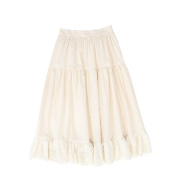 Bamboo Lace Tiered Skirt Cream