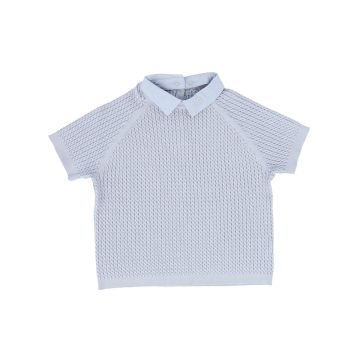 Le Bourdon Cable Knit SS Sweater Light Blue
