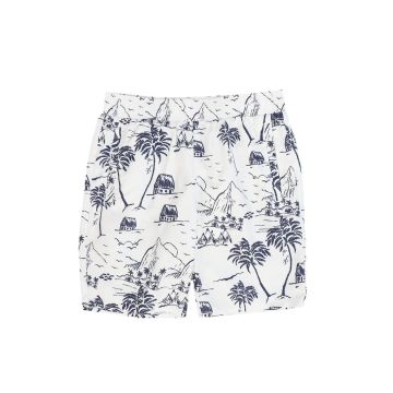 Water Club Toile Print Swim Trunks Navy
