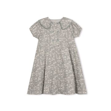 One Child Square Collar Floral Dress 