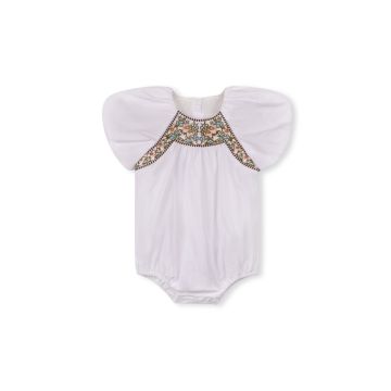 Lilou Poplin Embroidery Chest Detail Romper 