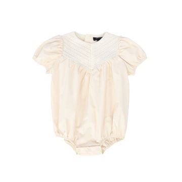Bamboo Lace Detail Romper Cream