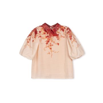 Mallory & Merlot Floral Bottom Fade Blouse peach