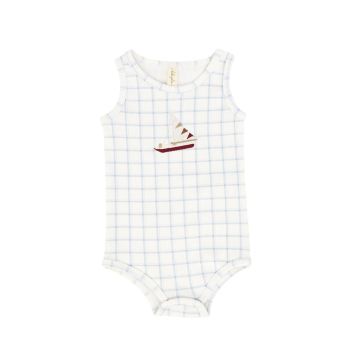 Bebe Jolee Checked Ribbed Sailboat Romper 