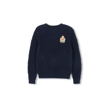 Hello Yellow Big Patch Knit Sweater 