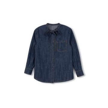 Vibe Drake Denim Bow Blouse 